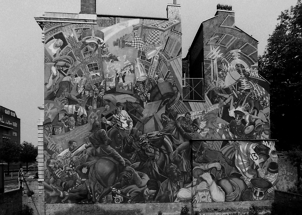 Picture entitled Cable Street Mural 1986 from the Wapping Dispute
