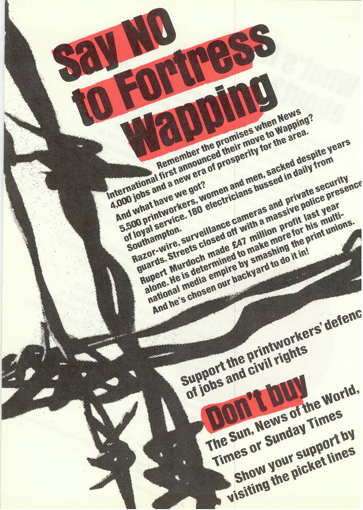 Picture entitled Flyer By Print Supporters 008 from the Wapping Dispute