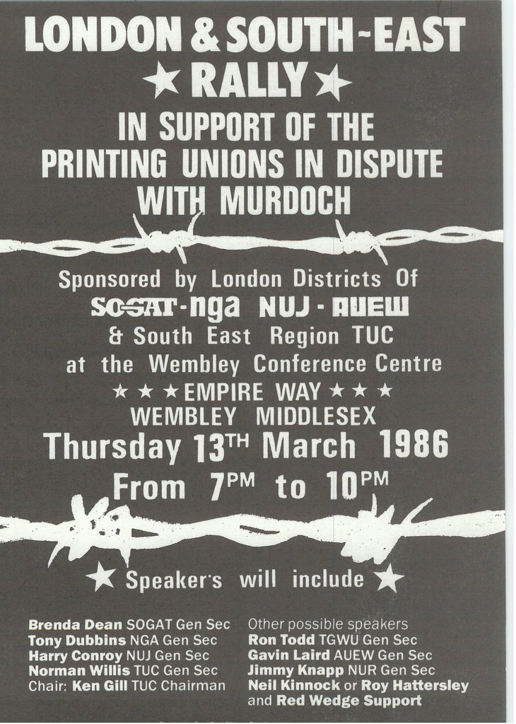 Picture entitled Flyer By Print Supporters 036 from the Wapping Dispute