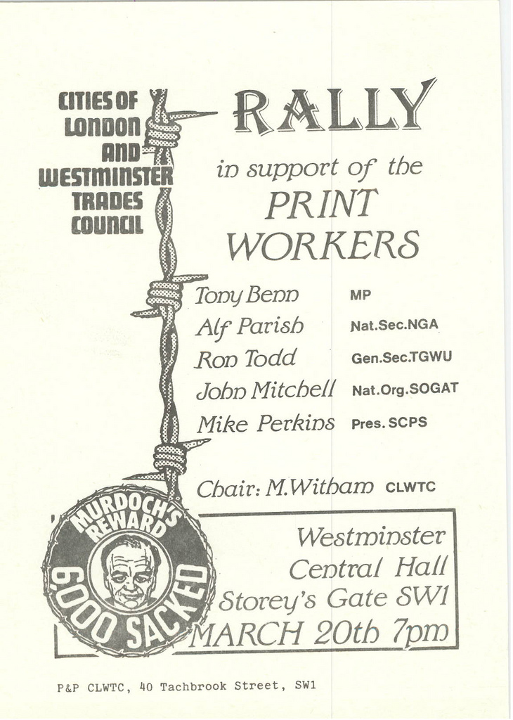 Picture entitled Flyer By Print Supporters 038 from the Wapping Dispute