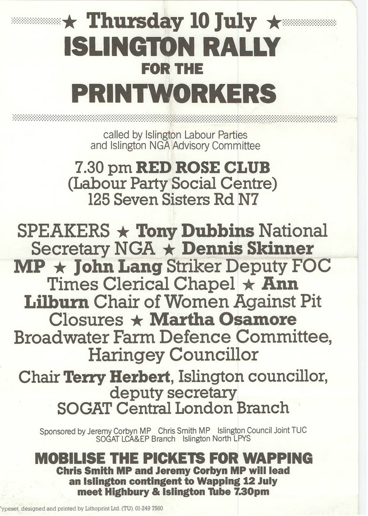 Picture entitled Flyer By Print Supporters 046 from the Wapping Dispute