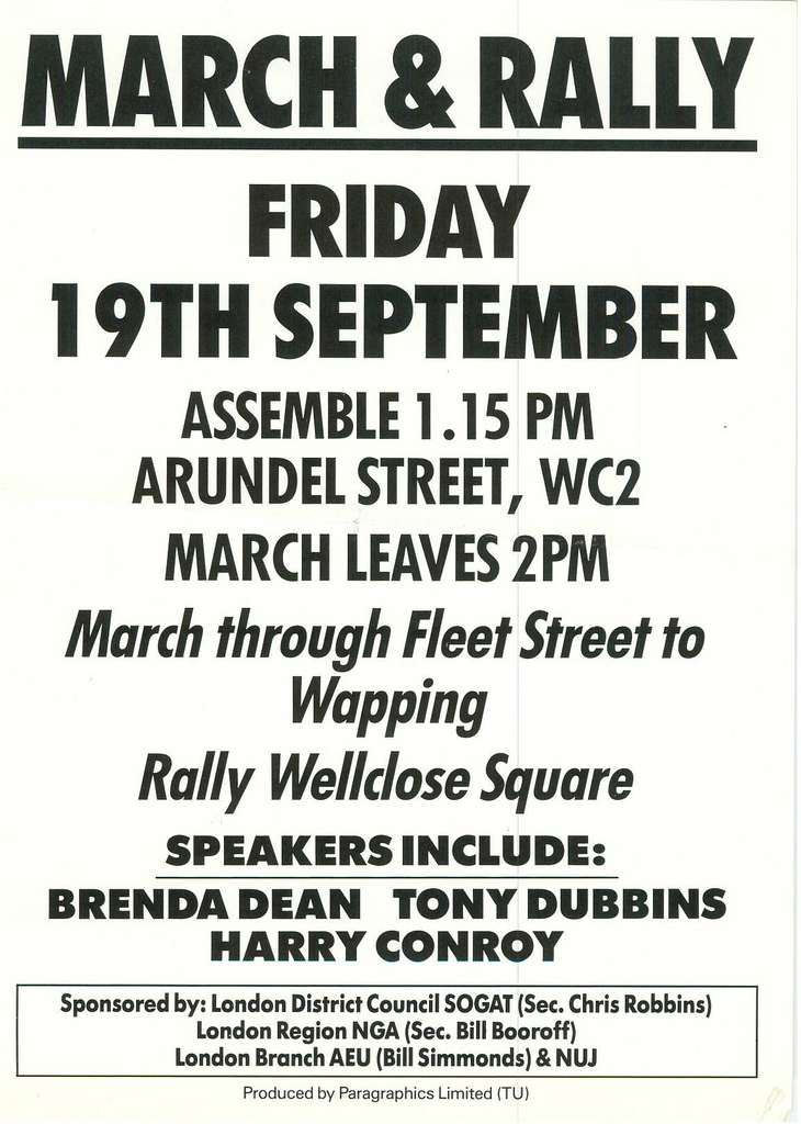 Picture entitled Flyer By Print Supporters 053 from the Wapping Dispute